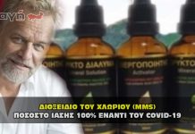 Διοξείδιο του χλωρίου - Ποσοστό ίασης 100 τοις εκατό έναντι του covid-19