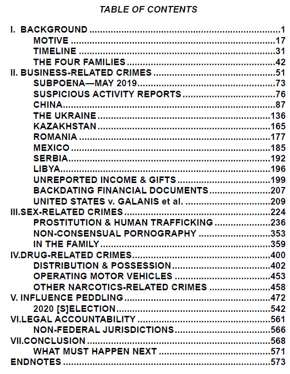 biden laptop report table contents - Η ολοκληρωμένη έκθεση του φορητού υπολογιστή του Robert Hunter Biden